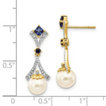 Load image into Gallery viewer, 14K Diamond 7-8mm Freshwater Cultured Pearl & Created Sapphire Post Ear