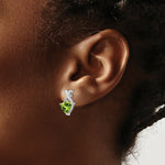 Load image into Gallery viewer, 14K White Gold Peridot and White Topaz Trillion Post Earrings