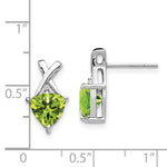 Load image into Gallery viewer, 14K White Gold Peridot and White Topaz Trillion Post Earrings