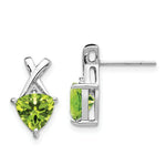 Load image into Gallery viewer, 14K White Gold Peridot and White Topaz Trillion Post Earrings
