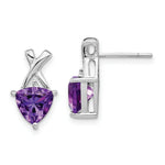 Load image into Gallery viewer, 14k White Gold Amethyst and White Topaz Trillion Post Earrings, 1.72-Carat Gemweight