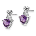 Load image into Gallery viewer, 14k White Gold Amethyst and White Topaz Trillion Post Earrings, 1.72-Carat Gemweight