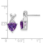 Load image into Gallery viewer, 14k White Gold Amethyst and White Topaz Trillion Post Earrings, 1.72-Carat Gemweight