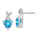 Load image into Gallery viewer, 14K White Gold Blue Topaz and White Topaz Trillion Post Earrings