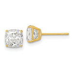Load image into Gallery viewer, 14K Yellow Gold Polished 6x6 Cushion Cut CZ Stud Post Earrings