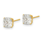 Load image into Gallery viewer, 14K Yellow Gold Polished 6x6 Cushion Cut CZ Stud Post Earrings