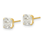 Load image into Gallery viewer, 14K Yellow Gold Polished 6x6 Asscher Cut CZ Studs Post Earrings