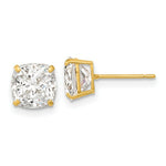 Load image into Gallery viewer, 14K Yellow Gold Polished 7x7 Cushion Cut CZ Studs Post Earrings