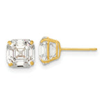 Load image into Gallery viewer, 14K Yellow Gold Polished 7x7 Asscher Cut CZ Studs Post Earrings