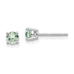 Load image into Gallery viewer, 14K White Gold 4mm Round Green Quartz Earrings