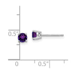 Load image into Gallery viewer, 14k White Gold 4mm Amethyst Earrings