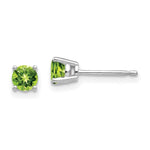 Load image into Gallery viewer, 14k White Gold 4mm Peridot Earrings