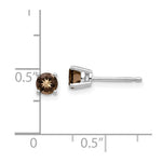 Load image into Gallery viewer, 14K White Gold 4mm Round Smoky Quartz Earring