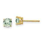 Load image into Gallery viewer, 14K Yellow Gold 5mm Round Green Quartz Earrings