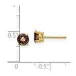 Load image into Gallery viewer, 14K Yellow Gold 5mm Round Smoky Quartz Earrings