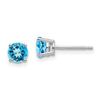 Load image into Gallery viewer, 14k White Gold 5mm Blue Topaz Earrings