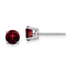 Load image into Gallery viewer, 14k White Gold 5mm Garnet Earrings