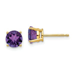 Load image into Gallery viewer, 14K Yellow Gold 6mm Amethyst Post Earrings