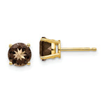 Load image into Gallery viewer, 14K Yellow Gold 6mm Round Smoky Quartz Earrings