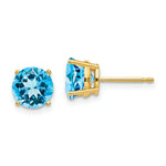 Load image into Gallery viewer, 14K Yellow Gold 7mm Blue Topaz Earrings