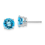 Load image into Gallery viewer, 14k White Gold 7mm Blue Topaz Earrings