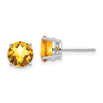 Load image into Gallery viewer, 14k White Gold 7mm Citrine Checker Earrings