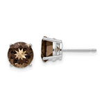 Load image into Gallery viewer, 14K White Gold 7mm Round Smoky Quartz Earrings