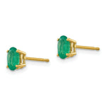 Load image into Gallery viewer, 14K Yellow Gold Emerald Post Earrings, 4/5-Carat Gemweight