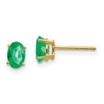 Load image into Gallery viewer, 14K Yellow Gold Emerald Post Earrings, 4/5-Carat Gemweight