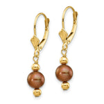 Load image into Gallery viewer, 14K Yellow Gold (5-6mm) Coffee Brown Freshwater Cultured Pearl & Bead Leverback Ear