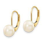 Load image into Gallery viewer, 14K 7-8mm Freshwater Cultured Button Pearl Leverback Earrings