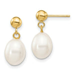 Load image into Gallery viewer, 14K 7-8mm White Freshwater Cultured Pearl Dangle Earrings