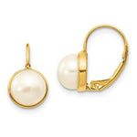 Load image into Gallery viewer, 14K 6-7mm White Freshwater Cultured Button Pearl Leverback Earrings