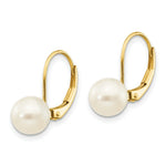 Load image into Gallery viewer, 14K 7-8mm Freshwater Cultured Pearl Leverback Earrings