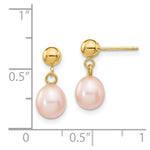 Load image into Gallery viewer, 14K 6-7mm Pink Freshwater Cultured Pearl Dangle Earrings