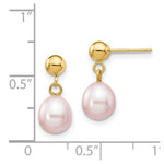 Load image into Gallery viewer, 14K 6-7mm Purple Freshwater Cultured Pearl Dangle Earrings