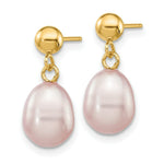 Load image into Gallery viewer, 14K 7-8mm Purple Freshwater Cultured Pearl Dangle Earrings