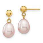 Load image into Gallery viewer, 14K 7-8mm Purple Freshwater Cultured Pearl Dangle Earrings