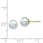 Load image into Gallery viewer, 14K Yellow Gold 7-8mm Round Grey Saltwater Akoya Cultured Pearl Stud Earrings