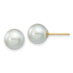 Load image into Gallery viewer, 14K Yellow Gold 8-9mm Round Grey Saltwater Akoya Cultured Pearl Stud Earrings