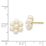 Load image into Gallery viewer, 14K Yellow Gold Medium Egg White Freshwater Cultured Pearl Flower Earrings