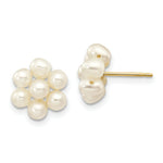 Load image into Gallery viewer, 14K Yellow Gold Medium Egg White Freshwater Cultured Pearl Flower Earrings