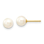 Load image into Gallery viewer, 14K Yellow Gold 6-7mm Round White Saltwater Akoya Cultured Pearl Stud Earrings