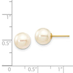 Load image into Gallery viewer, 14K Yellow Gold 8-9mm Round White Saltwater Akoya Cultured Pearl Stud Earrings