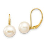 Load image into Gallery viewer, 14K Yellow Gold 8-9mm Freshwater Cultured Pearl Leverback Earrings