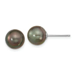 Load image into Gallery viewer, 14K White Gold 9-10mm Saltwater Cultured Tahitian Pearl Earrings