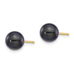 Load image into Gallery viewer, 14K Yellow Gold 7-8mm Round Black Saltwater Akoya Cultured Pearl Stud Earrings