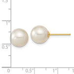 Load image into Gallery viewer, 14K Yellow Gold 9-10mm White Saltwater Cultured South Sea Pearl Post Earrings