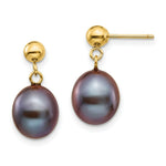 Load image into Gallery viewer, 14K 8-9mm Black Freshwater Cultured Pearl Dangle Earrings