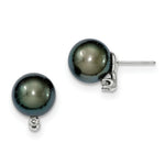 Load image into Gallery viewer, 14K White Gold 10-11mm Saltwater Cultured Tahitian Pearl & Dia. Earrings